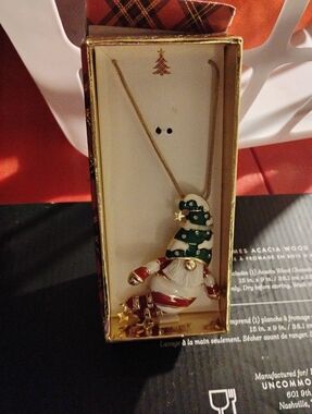 Festive Gnome Holiday Necklace - Green & Red